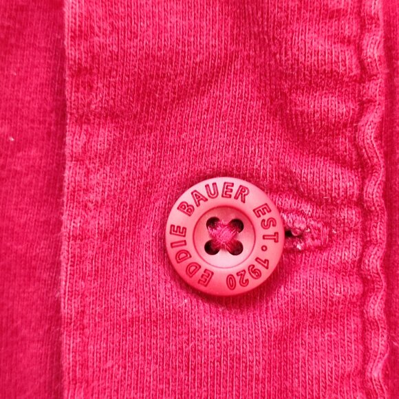 Eddie Bauer Legend Wash T-shirt men's size L burgundy long sleeve button up neck - Picture 8 of 11